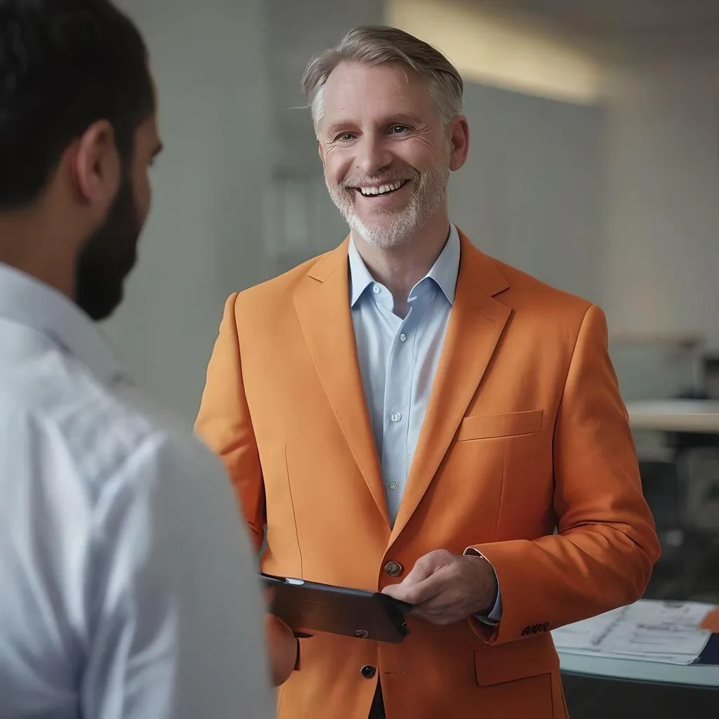 Man networking with officials